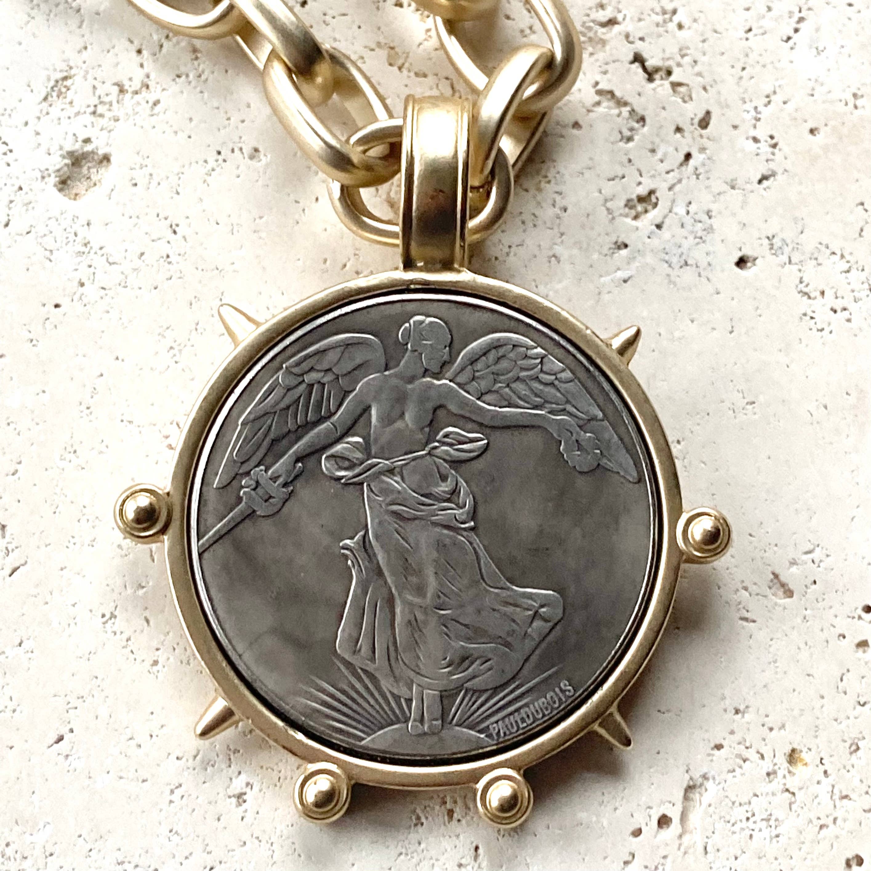 Medallion French Angel coin necklace boutique  jewelry