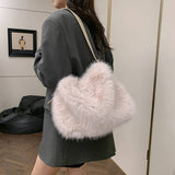 WINTER FAUX FOX FUR ONE SHOULDER FASHION PLUSH BAG