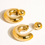 Fernanda 16K Gold Non-Tarnish Ball C Hoop Earring