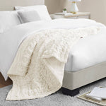 Soft Warm Ruched 50x60" Throw Blanket, Ivory