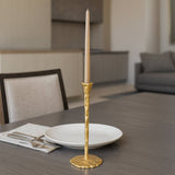 Taper Candle Holder - Gold Metal Forged, 11 in.