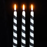 Set of 3 Black Candy Cane Stripe Creepmas Taper Candles