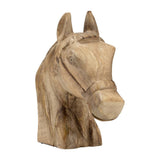 Figurine - Brown Wood Modern Handcrafted Horse Head, 11 in.