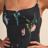ID10301 FLORAL PRINTED SLEEVELESS FLARED MAXI DRESS
