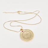 Cubic Zirconia Enamel Devil's Eye Compass Pendant Necklace
