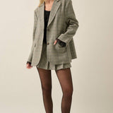 Plaid Oversized Two-Button Blazer Jacket