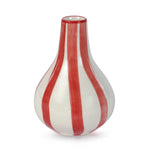 Ceramic Stripe  bud vase, Red- 3.5 x 3.5 x 4.75 Inches
