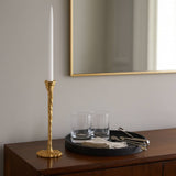 Taper Candle Holder - Gold Metal Forged, 11 in.