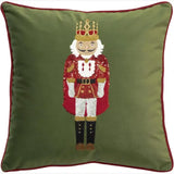 Green Embroidered Nutcracker Velvet 18" Throw Pillow
