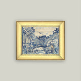 Forest with Woodcutter Framed Antique Art