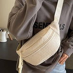 ,...._ SI-26485 Vegan Leather Woven Atlas Crossbody Bum Bag