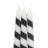 Set of 3 Black Candy Cane Stripe Creepmas Taper Candles
