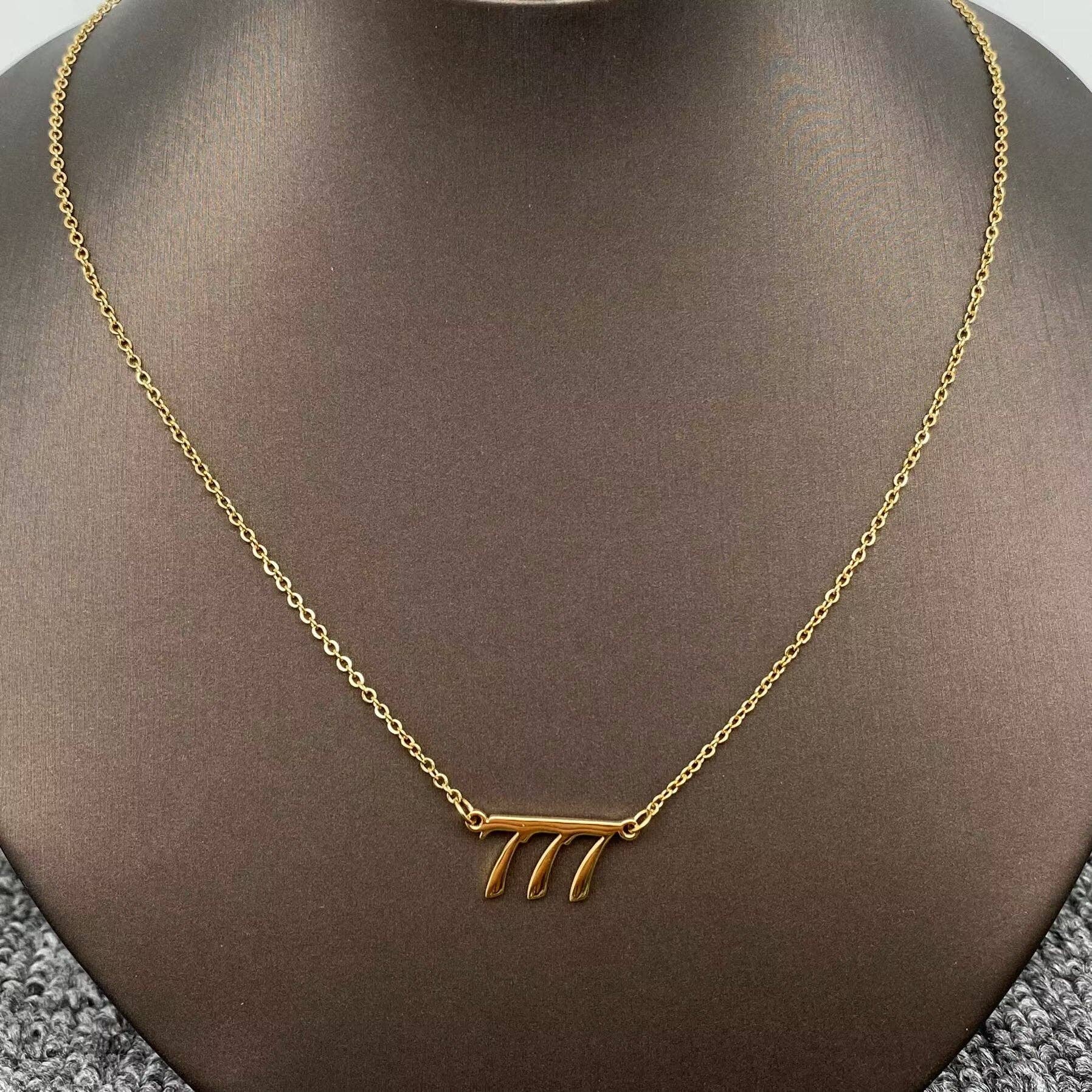 Lucky Numbers 18K Gold Plated Stainless Steel Necklace - FGS