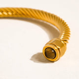 Vail 18K Gold Non-Tarnish Stone Braided Bangle