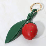 Faux Leather Plush Strawberry Keychain / Bag Charm