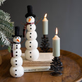 SET OF TWO FELT SNOWMEN