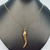 Horn -Shaped Charm Stainless Steel Gold-plated Necklace -FGS