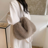 WINTER FAUX FOX FUR ONE SHOULDER FASHION PLUSH BAG