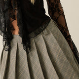 Plaid Bias-Cut Pleated Pocket Mini Skort