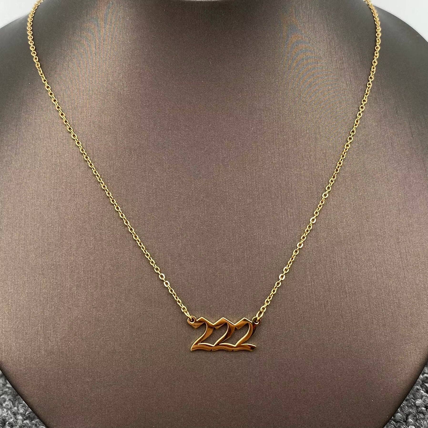 Lucky Numbers 18K Gold Plated Stainless Steel Necklace - FGS