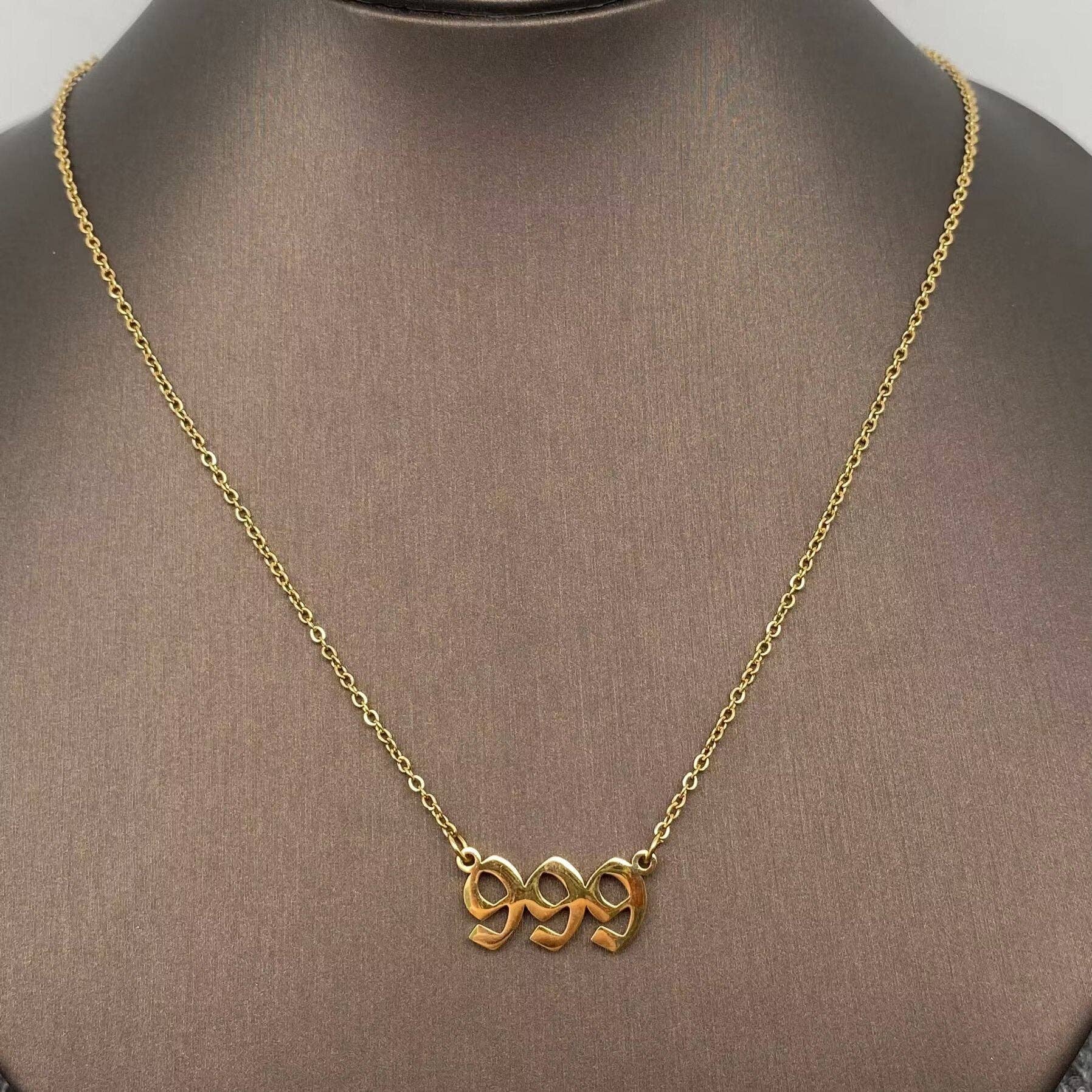 Lucky Numbers 18K Gold Plated Stainless Steel Necklace - FGS