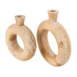 Natural Brown Wood Vase Set