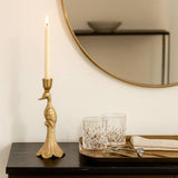Candle Holder - Gold Metal Elegant Peacock Taper, 10 in.