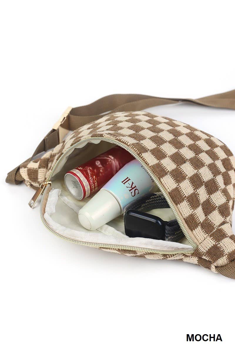 ..._ SI-26461 Checkered Crossbody Sling Belt Bag/ Fanny Pack