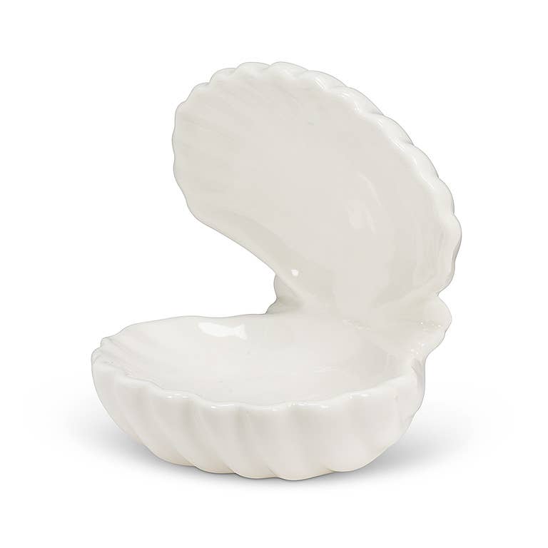 Double Clam Shell Dish-Wht-3.5"D