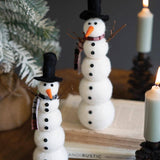SET OF TWO FELT SNOWMEN