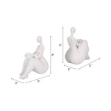 Resin Abstract Sitting Ladies Bookends Set - White, 6 in.