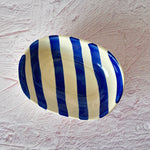 Ceramic stripe  Bowl, Blue 7x5x2 Inches