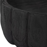 Black 9 in. Wood Round Solid Scalloped Bowl