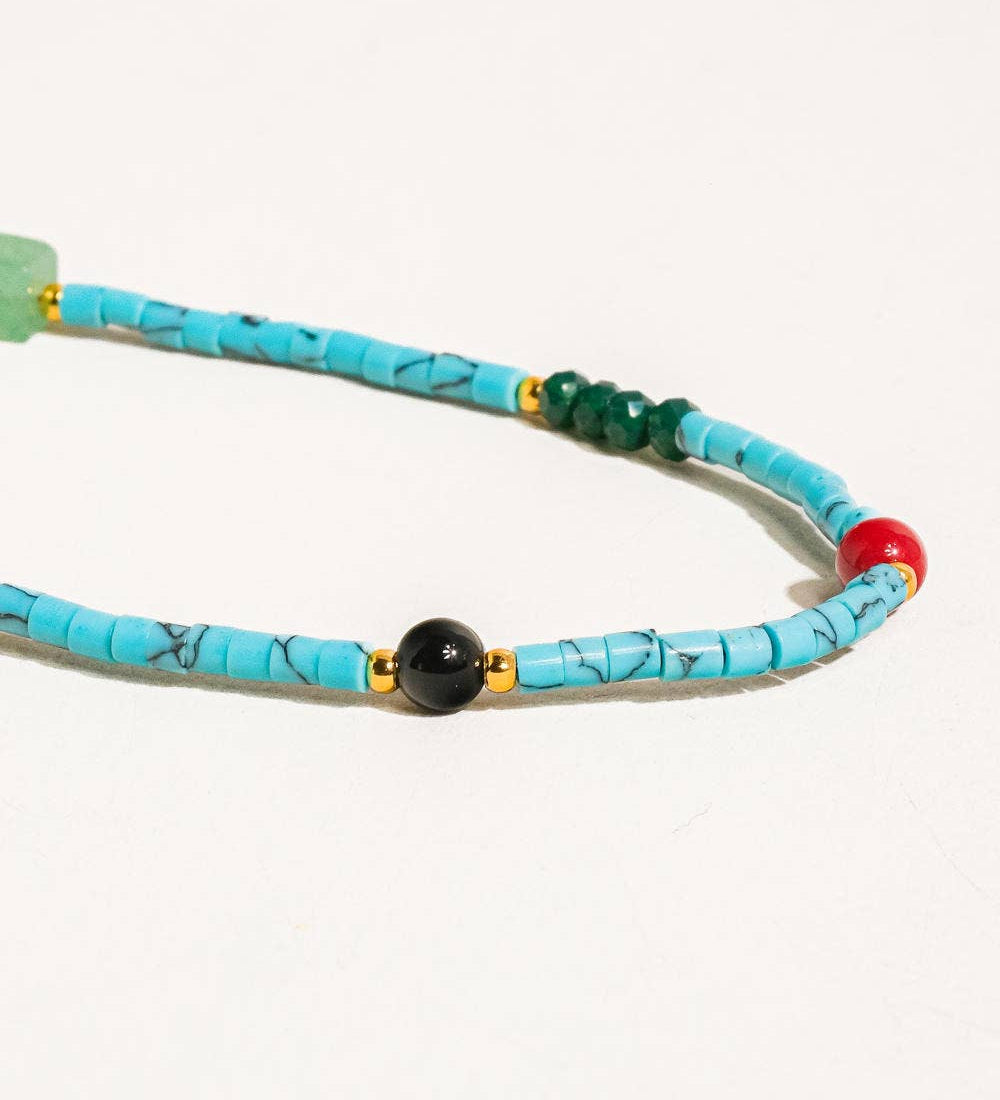 Calise Boho Handmade Blue Turquoise Stone Beaded Necklace