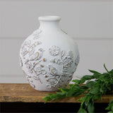 Vase With Textured Flowers and Birds (PC)