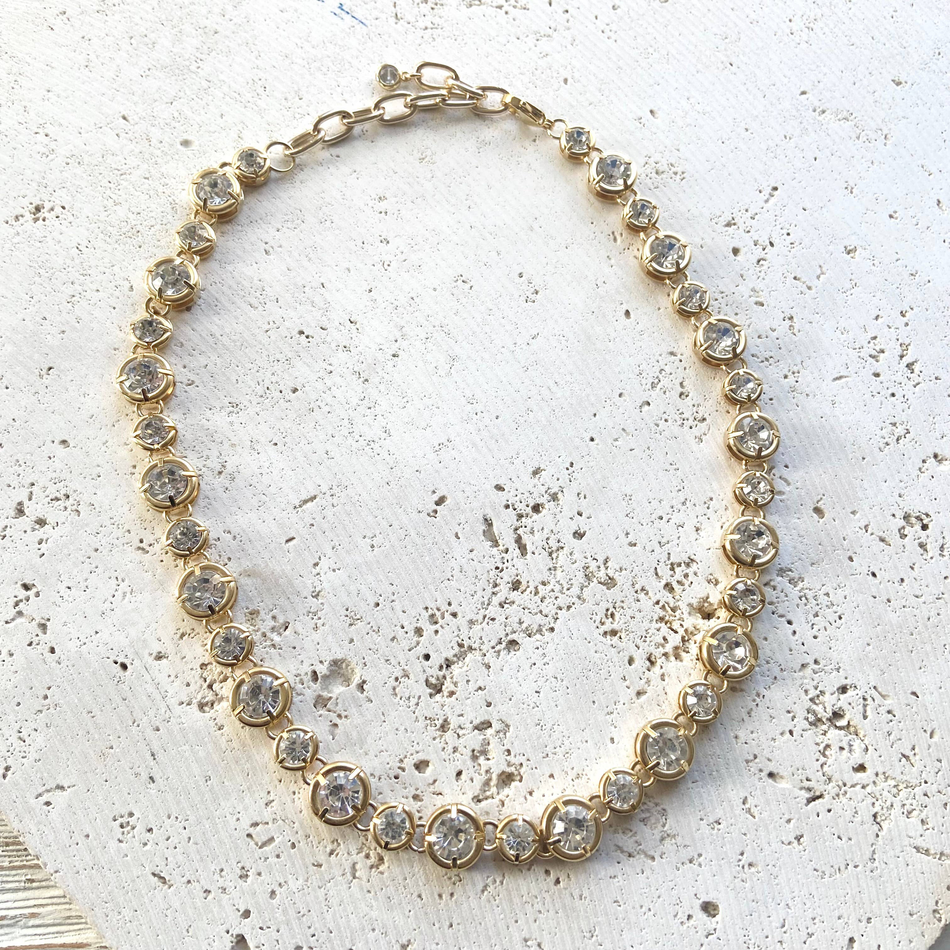 Chunky crystal clear statement necklace tennis