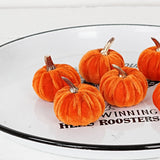 6 velvet 2in pumpkins w.golden stem-Orange