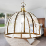 14"W Brahms Brass Pendant Light with Glass and Metal Shade