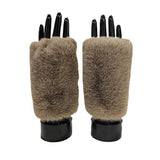 Fingerless faux fur mitten / glove with suede grip