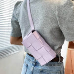 "...._ Vegan Leather Woven Crossbody Waist Bag