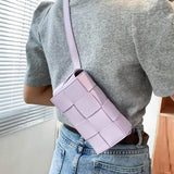 "...._ Vegan Leather Woven Crossbody Waist Bag