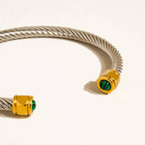 Vail 18K Gold Non-Tarnish Stone Braided Bangle