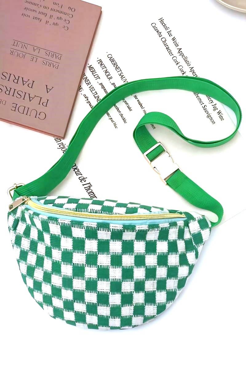 ..._ SI-26461 Checkered Crossbody Sling Belt Bag/ Fanny Pack