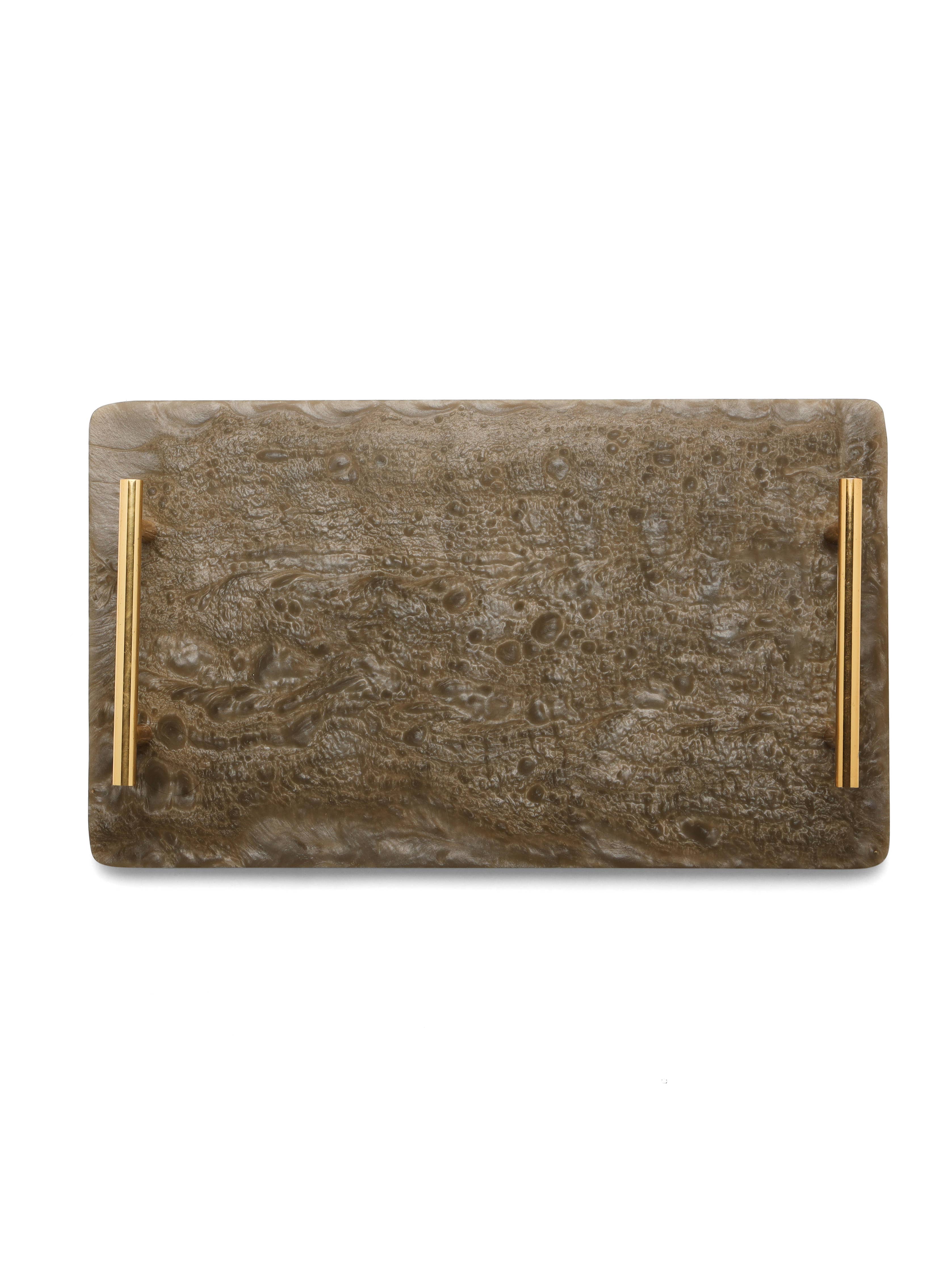 Brown Resin Serving Board with Handles