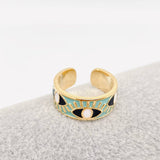 Enamel Gold-Plated Evil Eye Ring