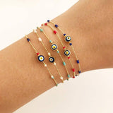 Evil Eye Chain Bracelet, Seed Beads Bracelet, Evil Eye Jewelry