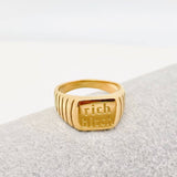 "Rich bitch" 18K Gold Plated Stainless Steel Ring - FGS