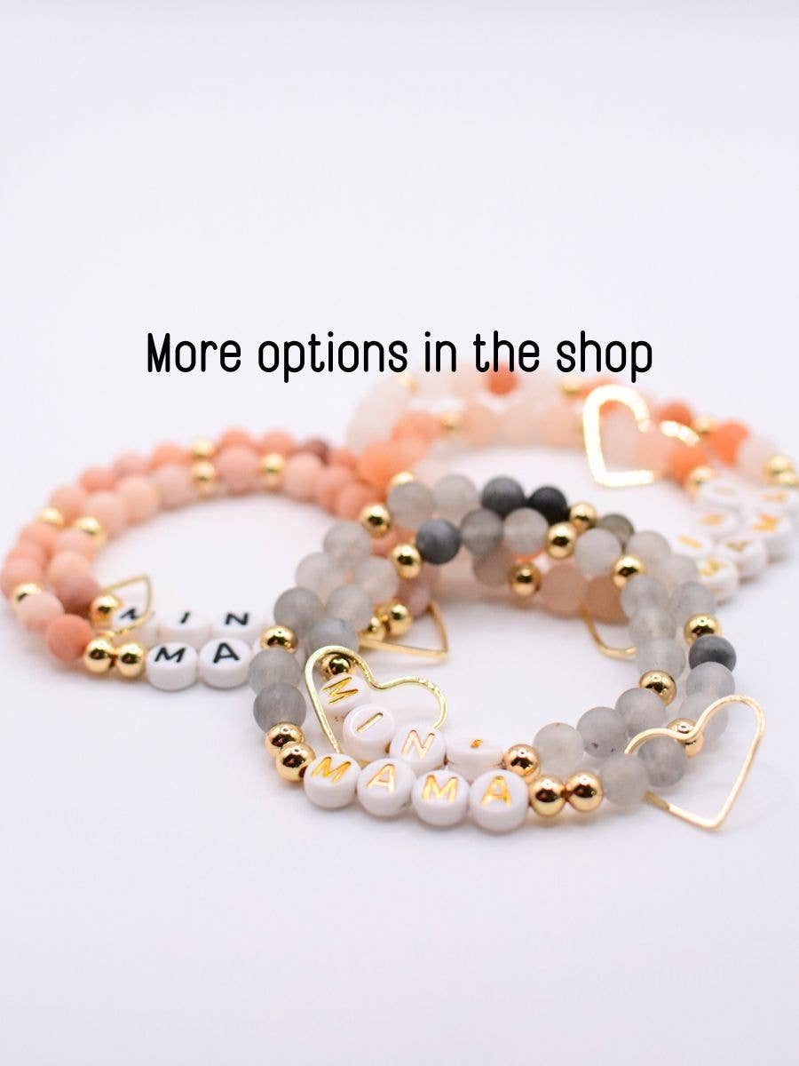 Mama MINI matching Pink beaded stretch bracelet jewelry set