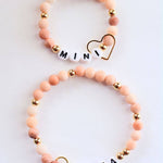 Mama MINI matching Pink beaded stretch bracelet jewelry set