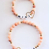 Mama MINI matching Pink beaded stretch bracelet jewelry set